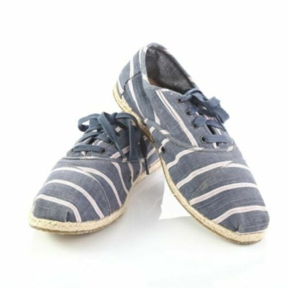 Toms Navy Pink Washed Stripe Rope Canvas Shoes 7